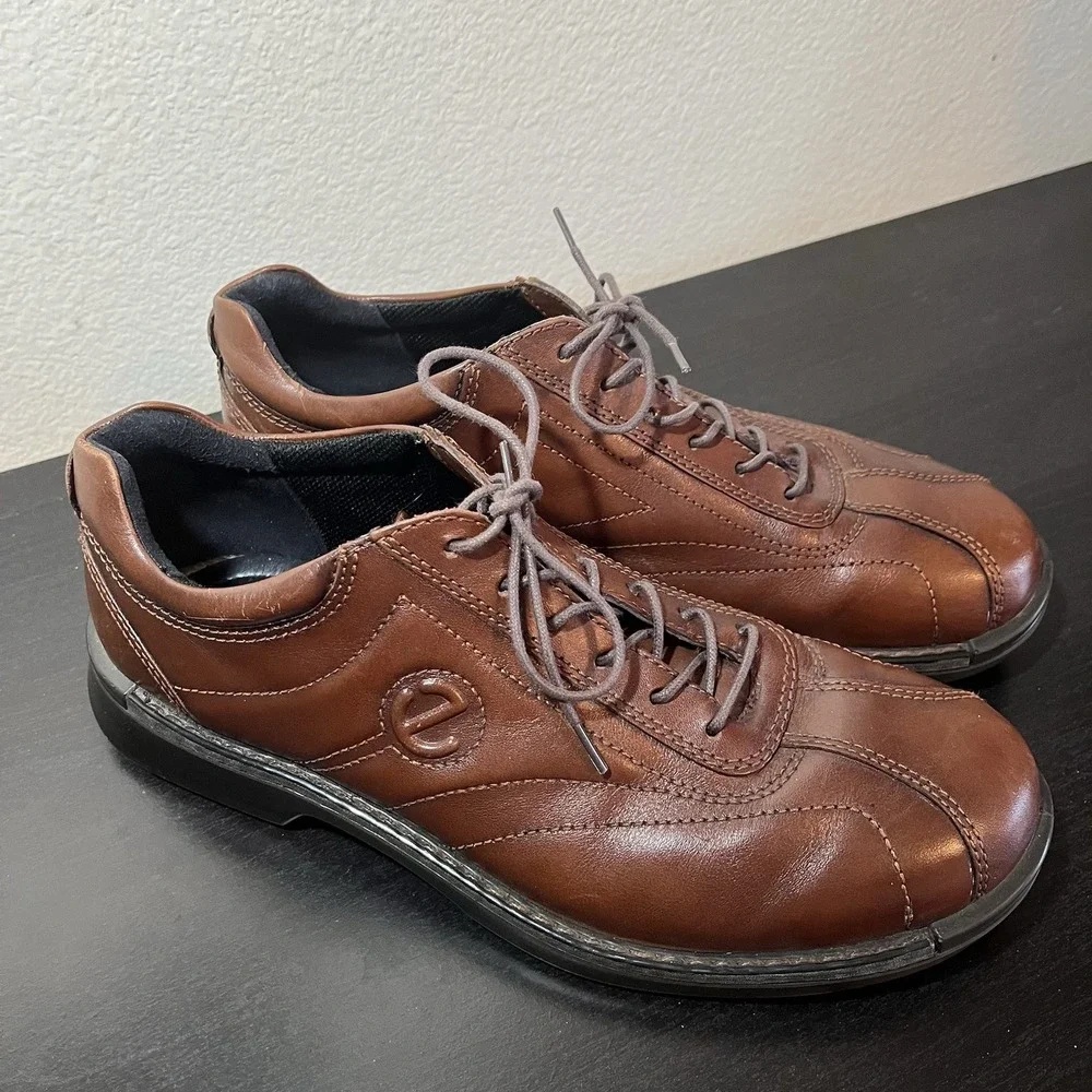 Ecco Mens Neoflexor‎ Oxford  Cognac Lace Up Low Top Bicycle Toe US 9/9.5 EU 43